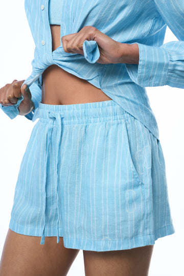 Leta Linen Knot Stripes Lagoon