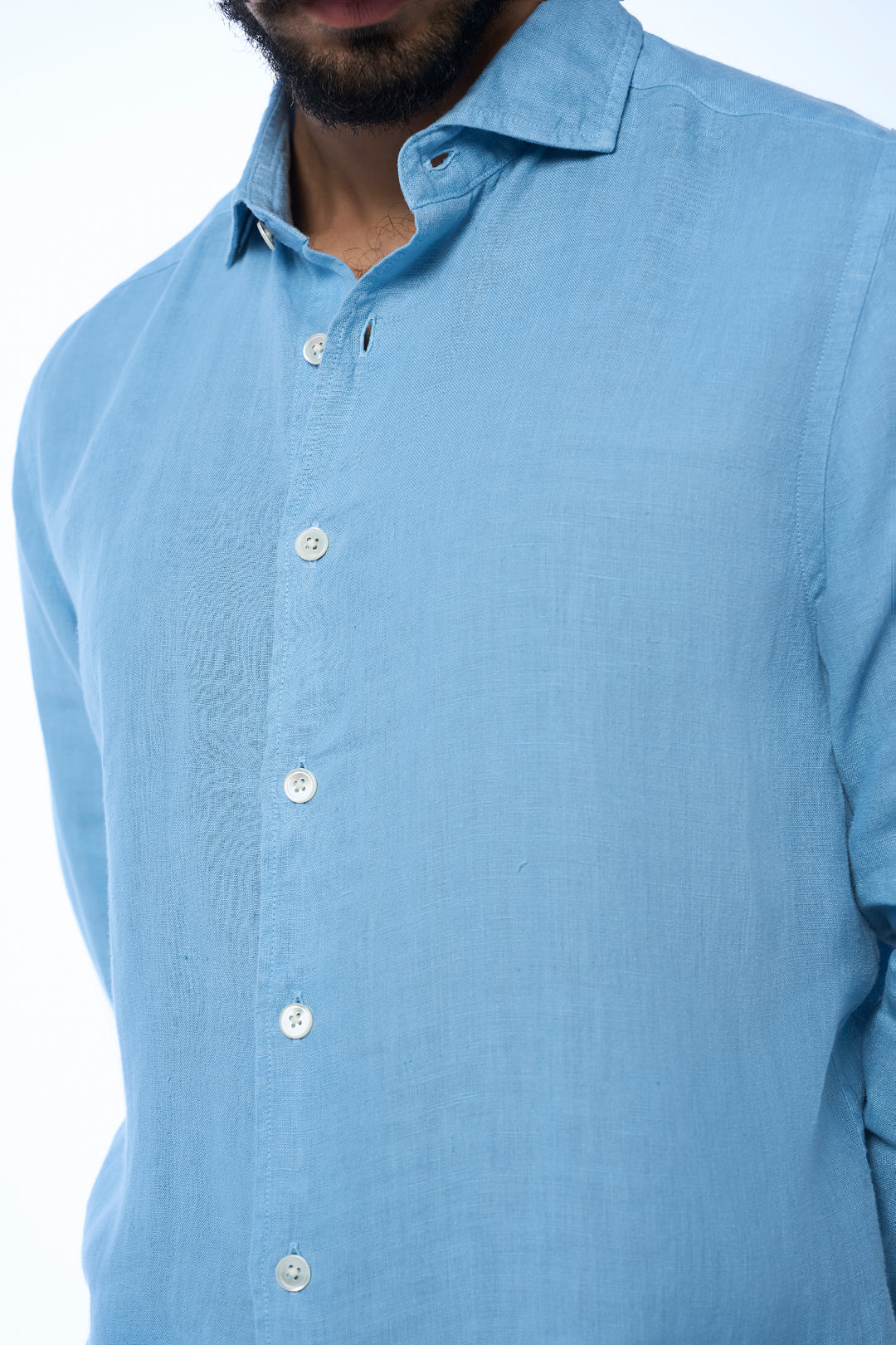 Fabio Ls Linen Lagoon Men's Slim Fit Shirt