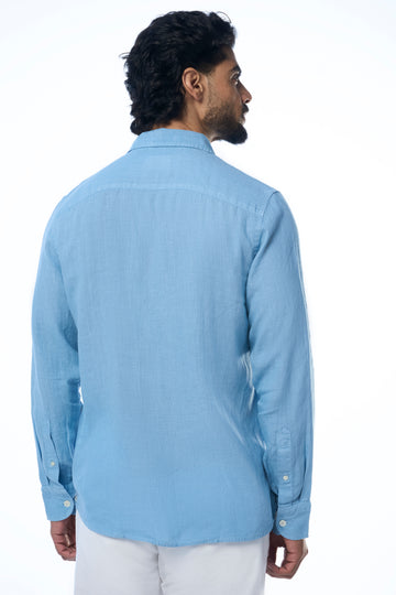 Fabio Ls Linen Lagoon Men's Slim Fit Shirt