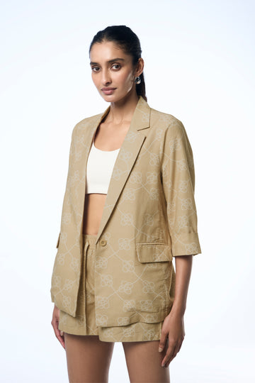 Sasha Khadi Coastal Print Shell XXS
