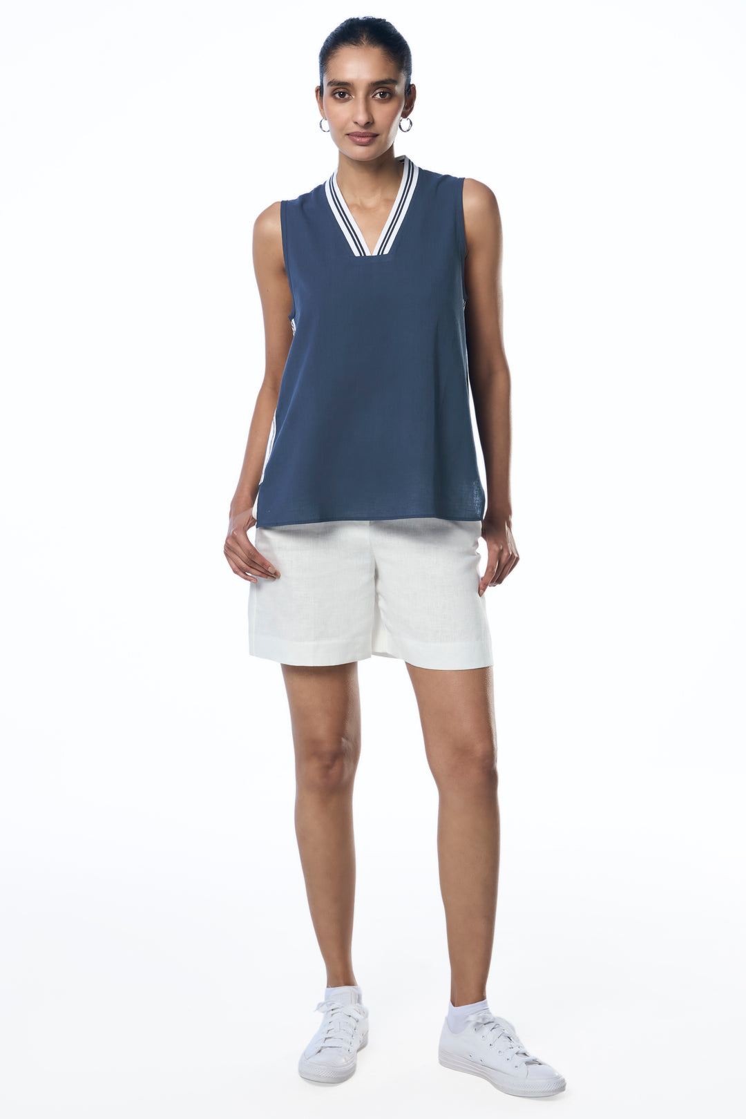 Alicia Khadi Sunset Navy Women's Smart Fit Tops