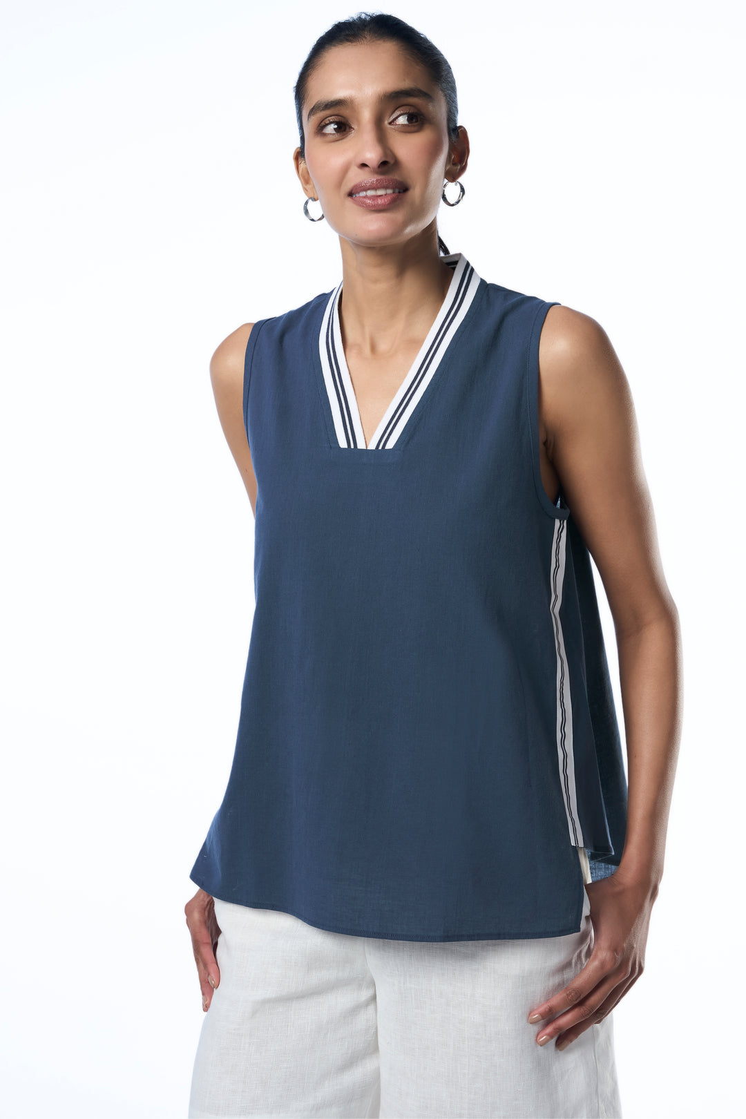 Alicia Khadi Sunset Navy Women's Smart Fit Tops