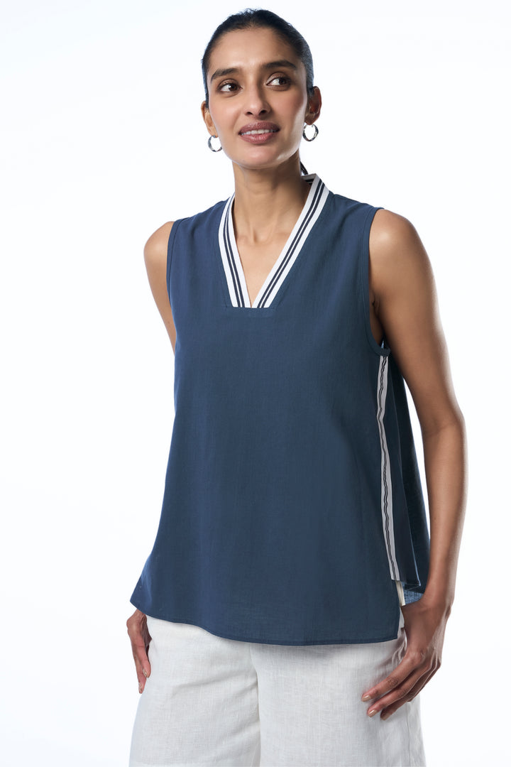 Alicia Khadi Sunset Navy Women's Smart Fit Tops