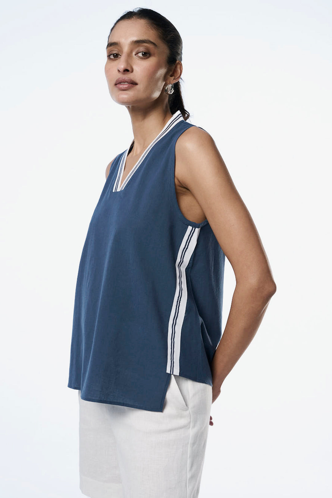 Alicia Khadi Sunset Navy Women's Smart Fit Tops