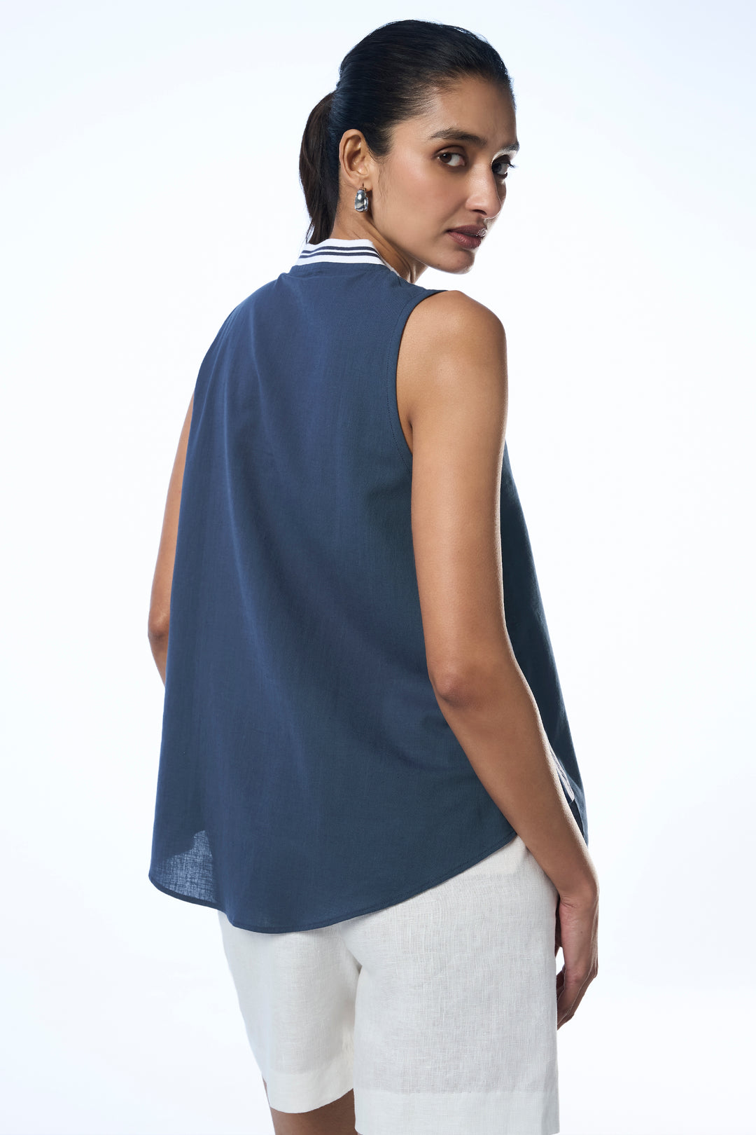 Alicia Khadi Sunset Navy Women's Smart Fit Tops