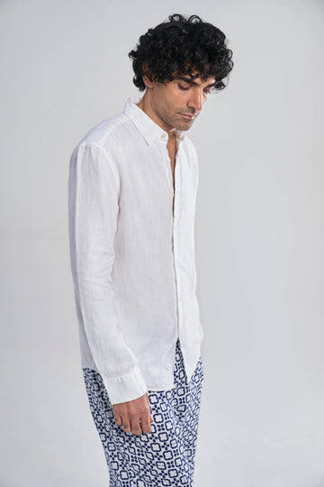 Coda Linen Beach Shirt White S