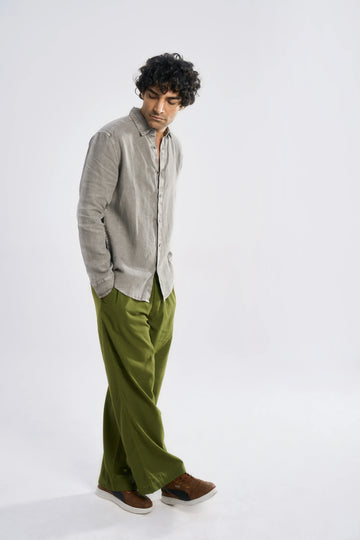 Coda Linen Beach Shirt Charcoal S