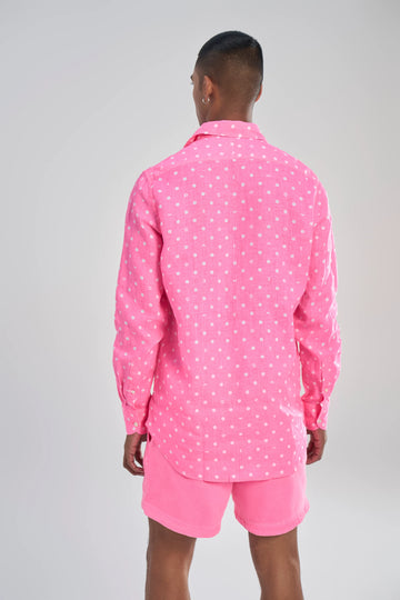 Quai (100% Linen) Lunar Polka Aurora Bubblegum Pink S