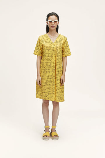Grace (Hand Block Print) Moon Print - Solar Yellow