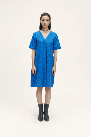 Grace (Hand Block Print) Moon Print - Cosmic Blue