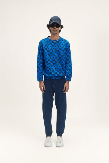 Bestla (Hand Block Print) Mega Moon Bloom - Cosmic Blue