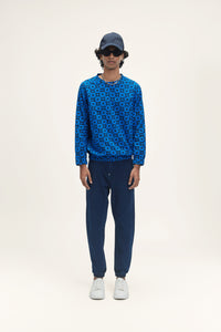 Bestla Megamoonbloom-Cosmicblue Men's Resort Fit Khadi Sweatshirt