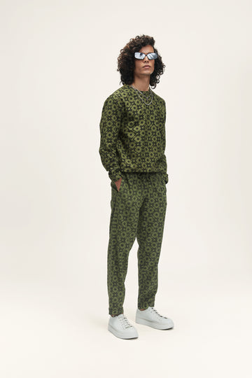 Bestla (Hand Block Print) Mega Moon Bloom - Olive