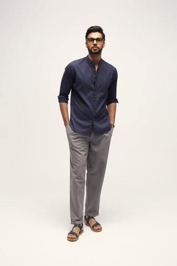 Puck Mens Khadi Shirt Navy S